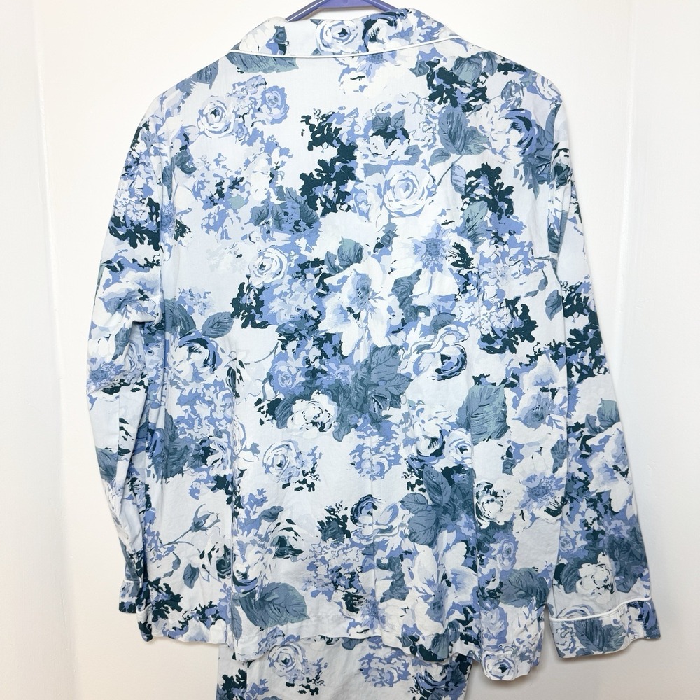 Haven Well Within Pajama Set Womens Medium Organic Cotton Poplin Blue Floral - Picture 3 of 12